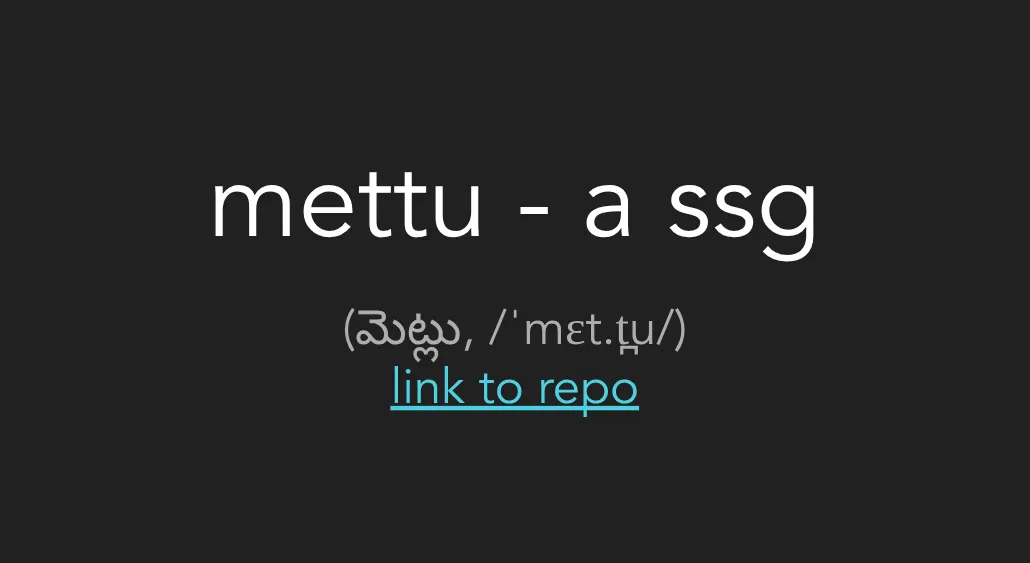 Began working on mettu